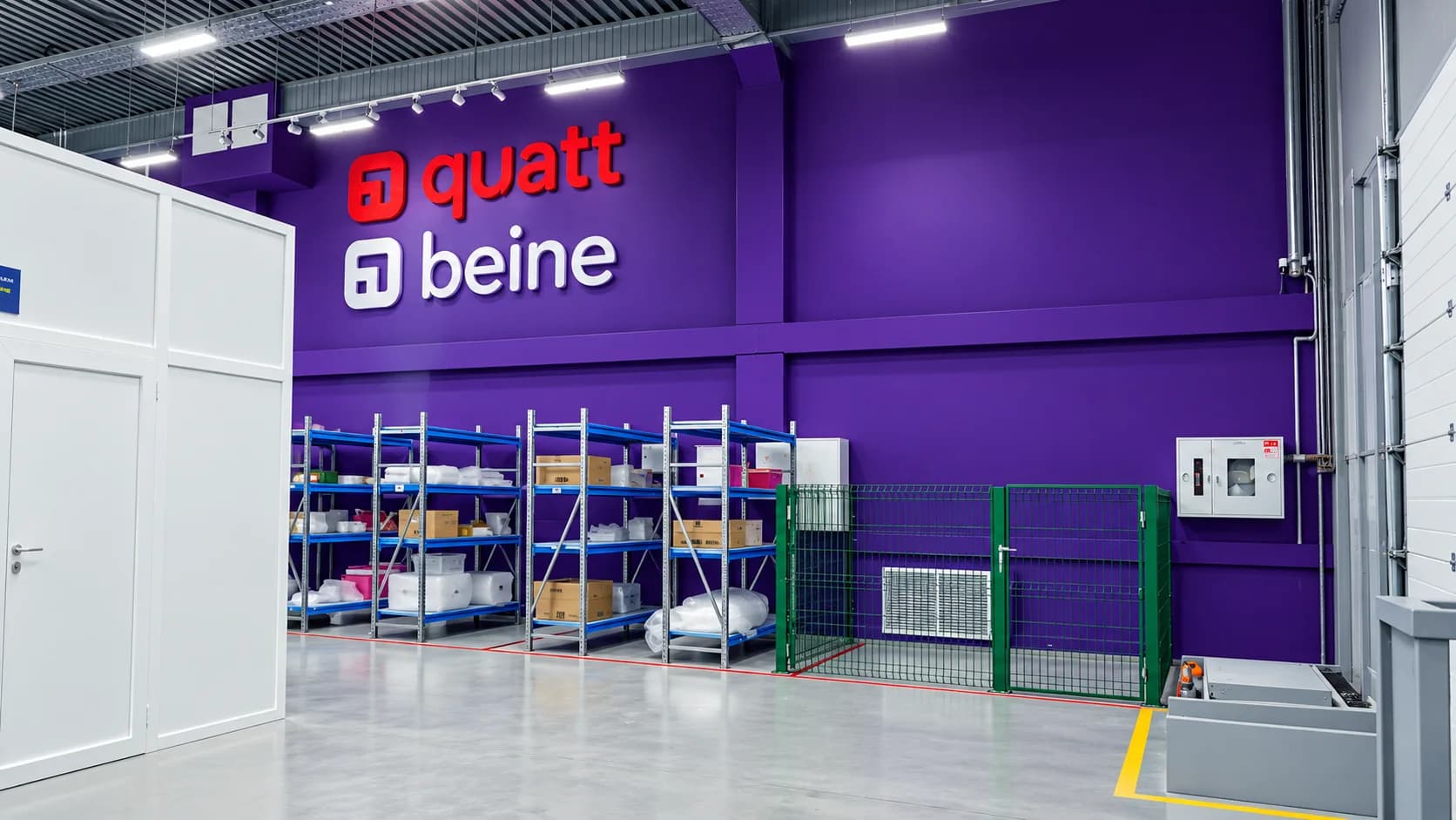 Фирменная стена цеха с логотипами quatt и beine